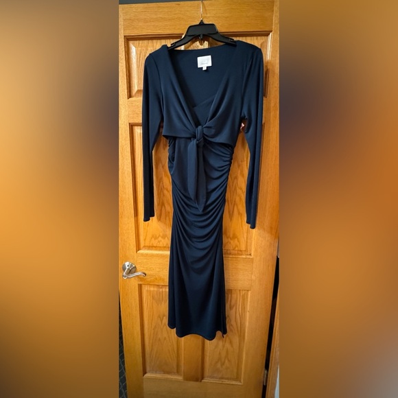 Cinq à Sept Brenna Knot-Tie‎ Gathered Crepe Midi Dress Peacock Blue Sz 8 and 6 - Picture 6 of 8